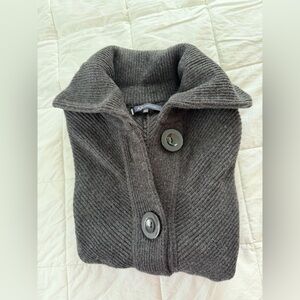Anne Klein Gray Ribbed Knit Cardigan with Large Buttons, worn twice, women’s L